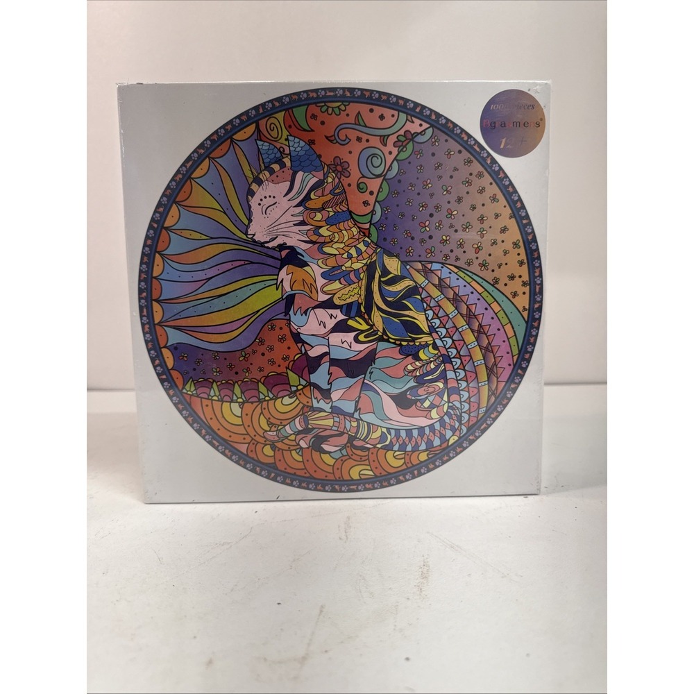 BrainGames Mandala Cat 1000 Piece Circular Round Puzzle Bgraamiens